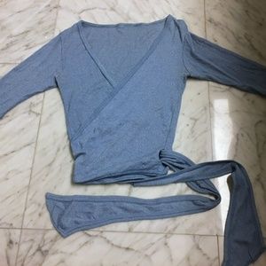 Michael Stars Shine Light Blue Wrap Top